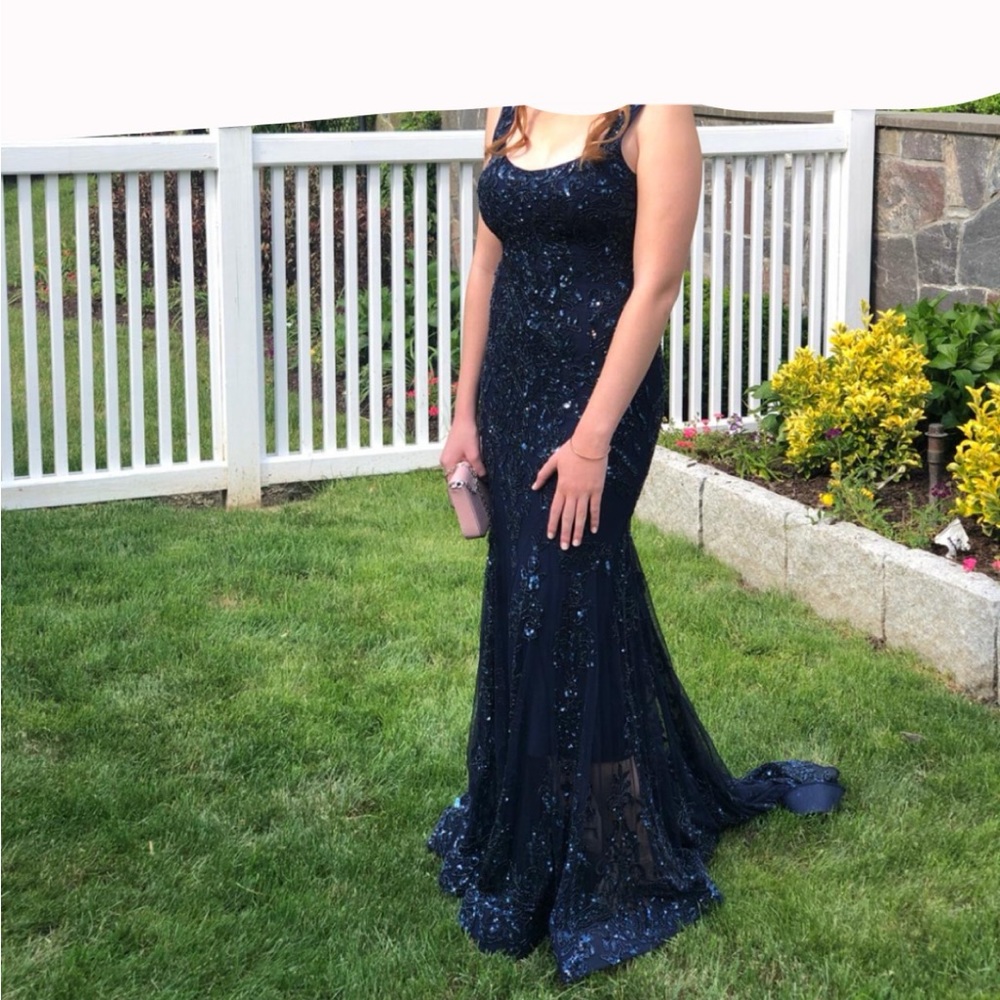 Sherri Hill Navy blue prom dress